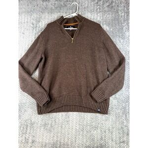 Rainforest Sweater Mens Medium Brown Rib Knit Quarter Zip Long Sleeve Pullover